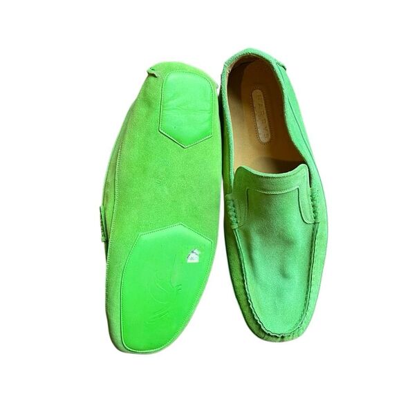 Harry's of London Neon / Lime Green Suede Moccasin Drivers Loafers Made in Italy - Picture 5 of 7